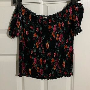 Floral off-the-shoulder crop top